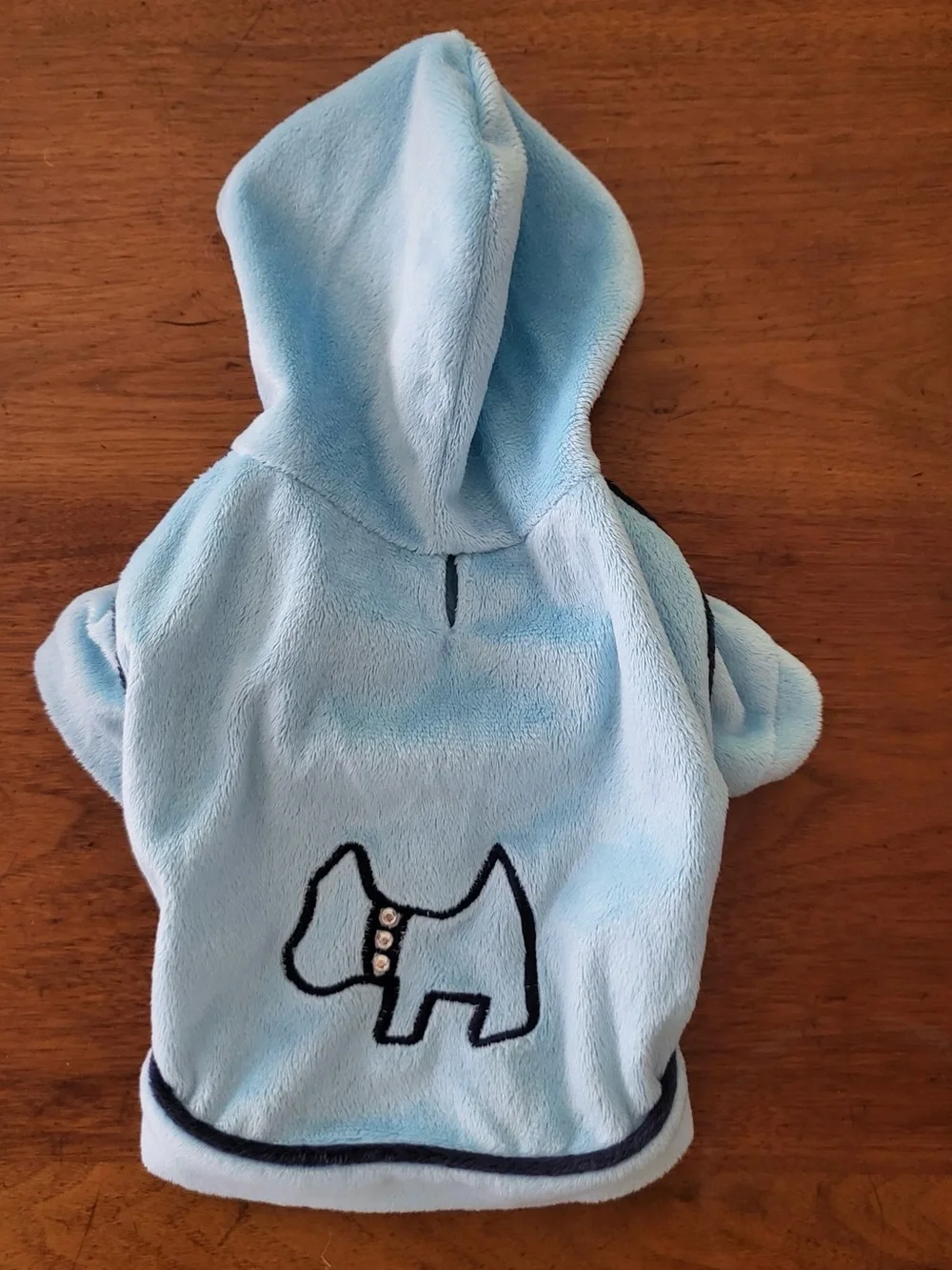 Zack & Zoey Blue Plush Dog Hoodie XS Scottie Embroidered Pet Sweater